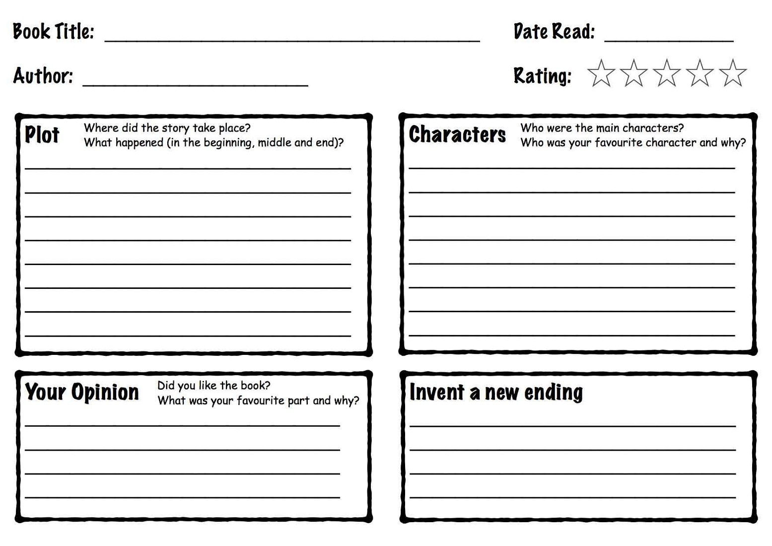 review free printable children's book template