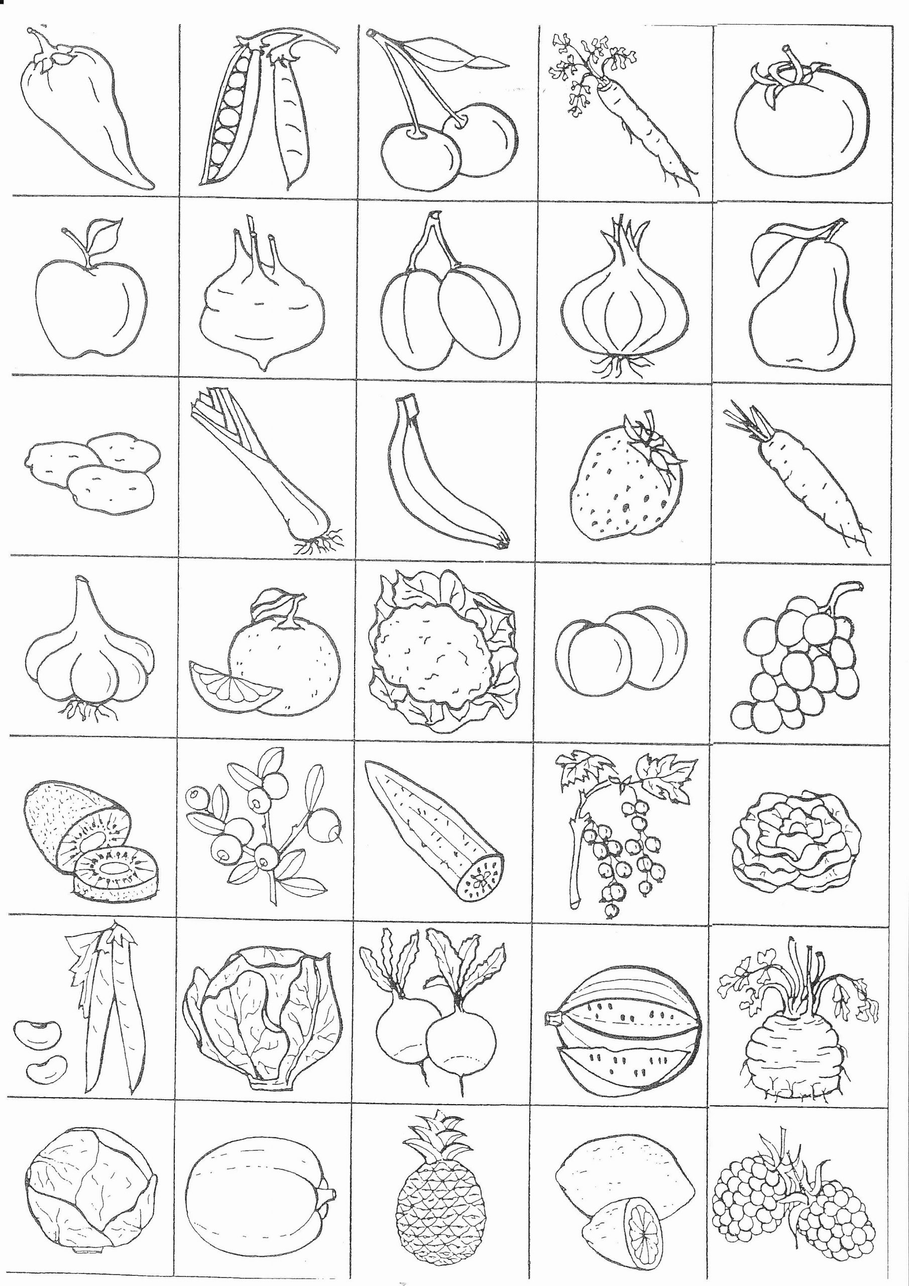 Fruits And Vegetables Coloring Pages Worksheet