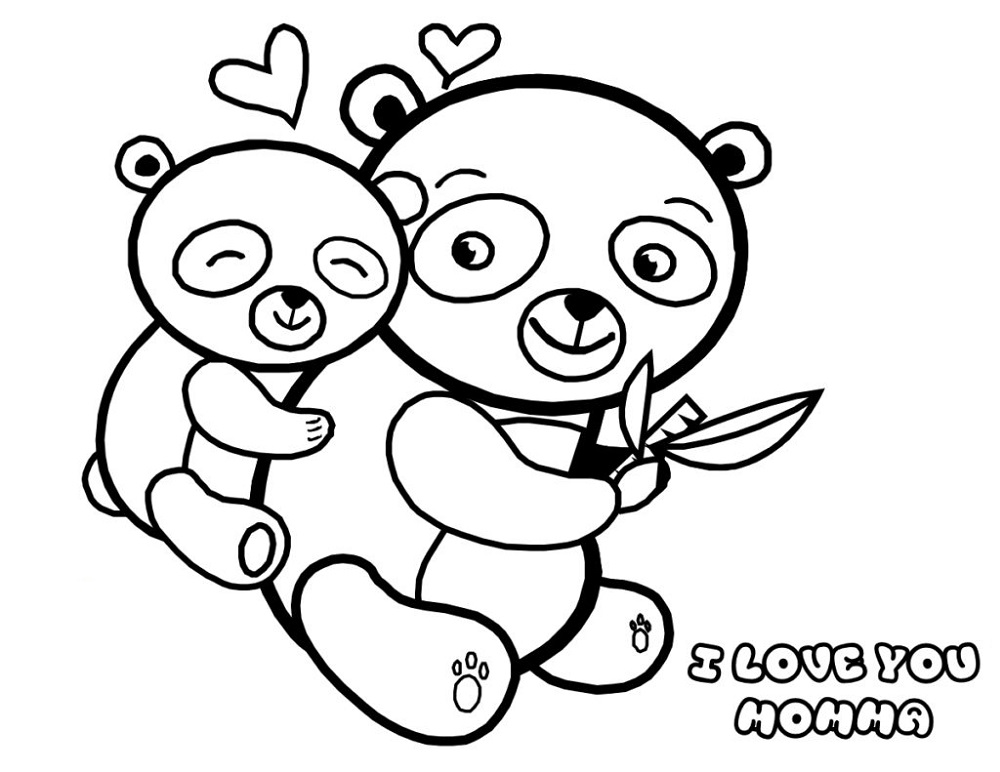 Mother's Day Panda Bear Coloring Pages