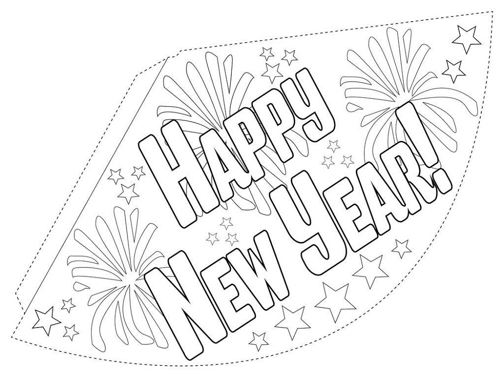 Party Hat New Years Eve Coloring Pages