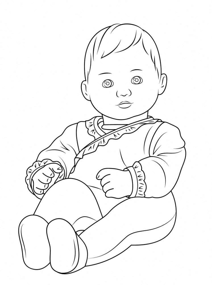 Baby Doll Coloring Page for Kids