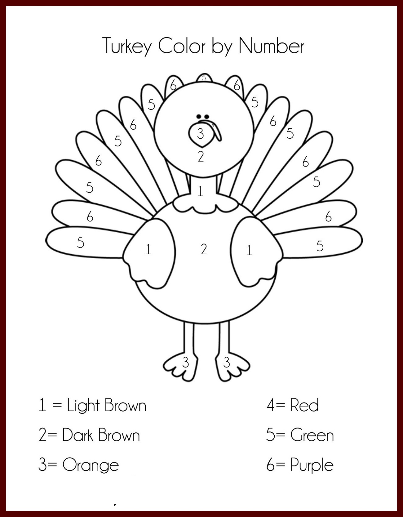 Thanksgiving Color By Number Printables Easy