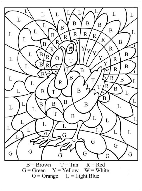 Thanksgiving Color By Number Printables Turkey