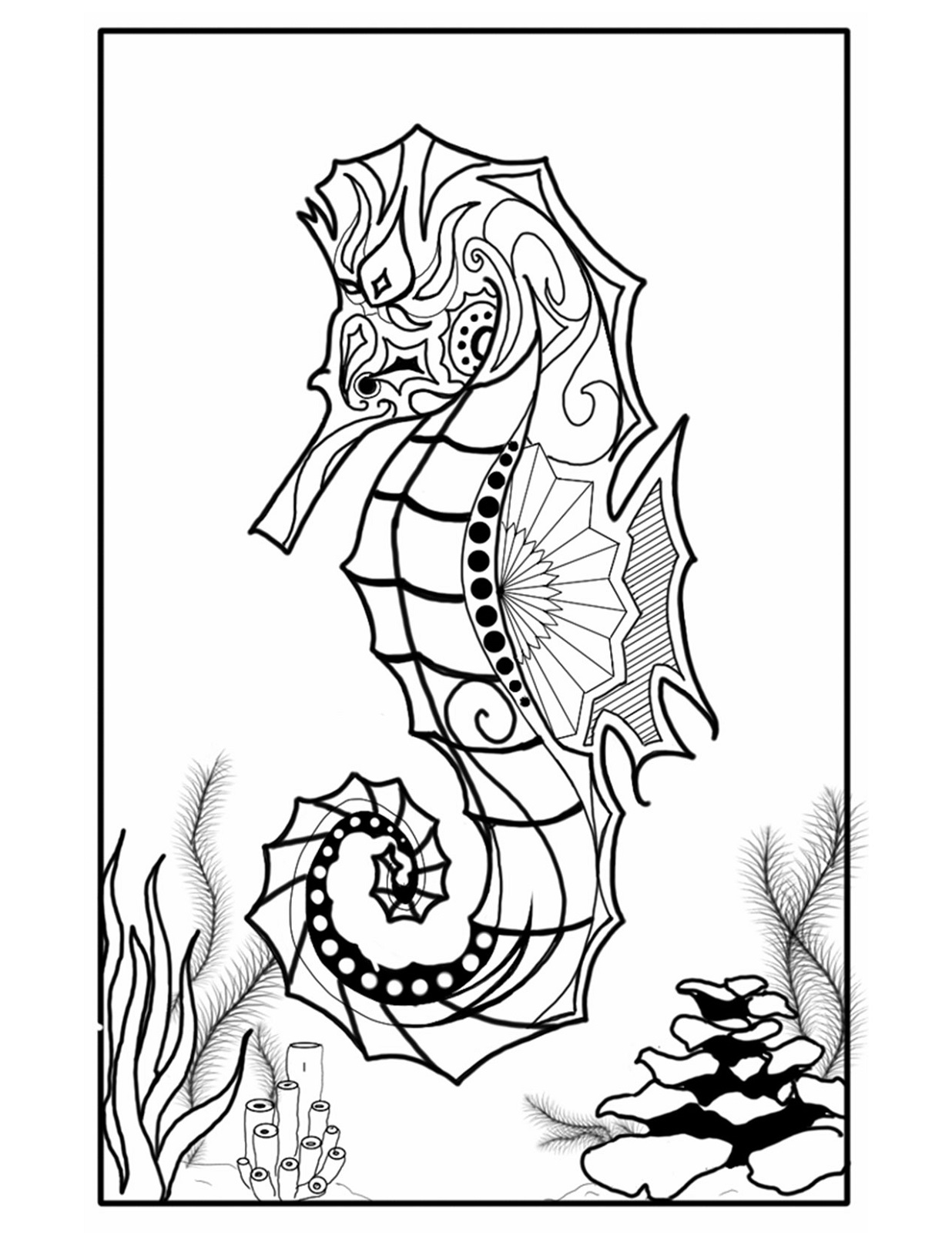 Sea Life Coloring Pages sea Horse
