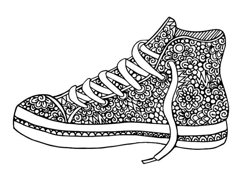 Zentangle Sneaker Coloring Page