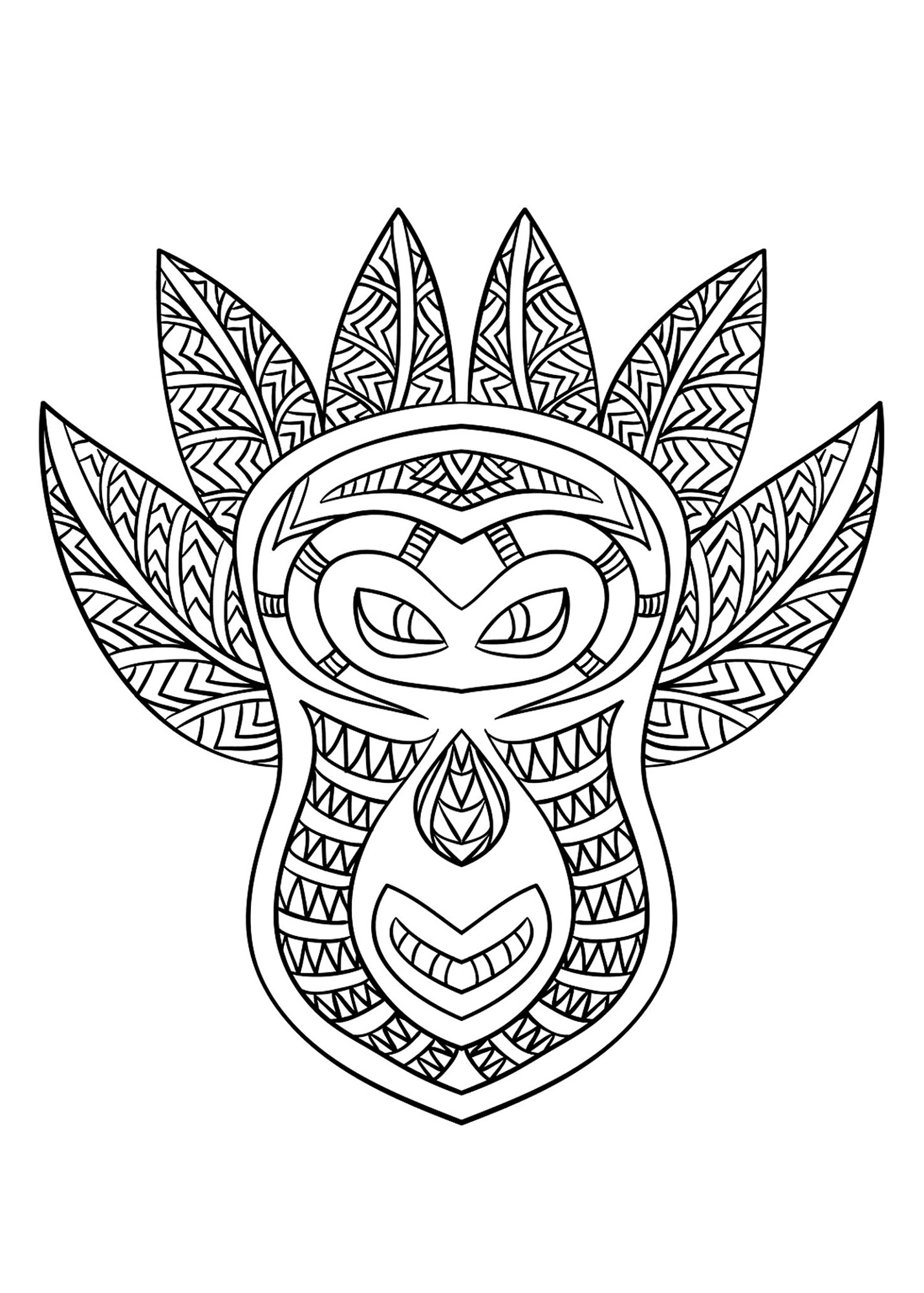 Mask African American Coloring Pages